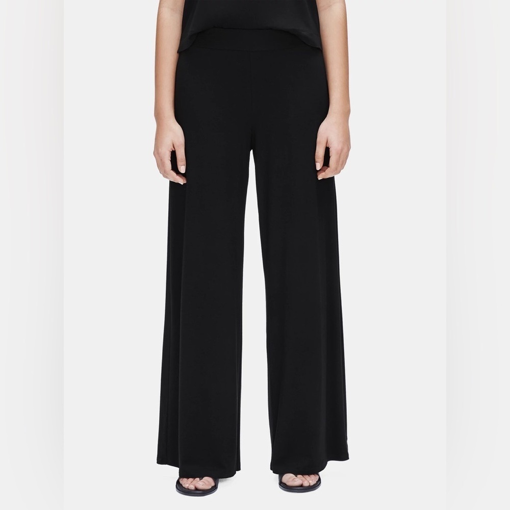 Eileen Fischer viscose jersey wide leg pant - Picture 2 of 9